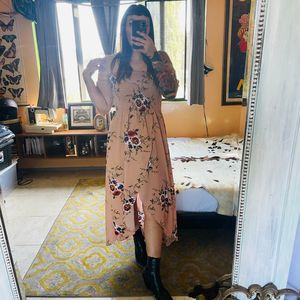 Peach floral off the shoulder Maxi dress